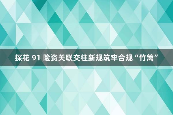 探花 91 险资关联交往新规筑牢合规“竹篱”