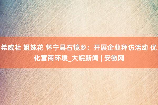 希威社 姐妹花 怀宁县石镜乡：开展企业拜访活动 优化营商环境_大皖新闻 | 安徽网