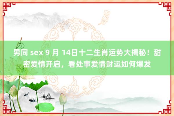 男同 sex 9 月 14日十二生肖运势大揭秘！甜密爱情开启，看处事爱情财运如何爆发