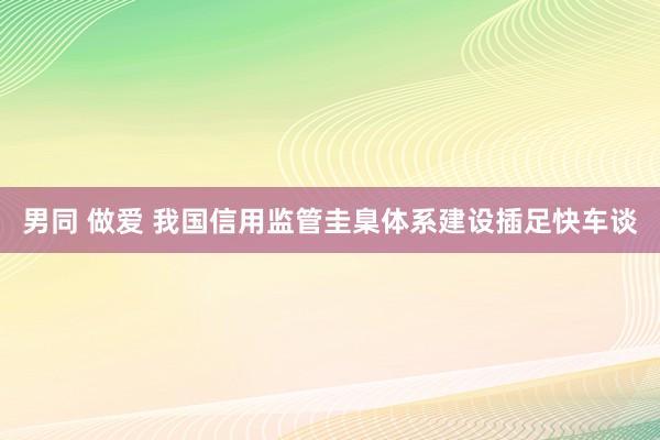 男同 做爱 我国信用监管圭臬体系建设插足快车谈