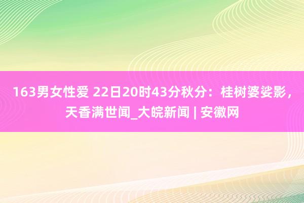 163男女性爱 22日20时43分秋分：桂树婆娑影，天香满世闻_大皖新闻 | 安徽网