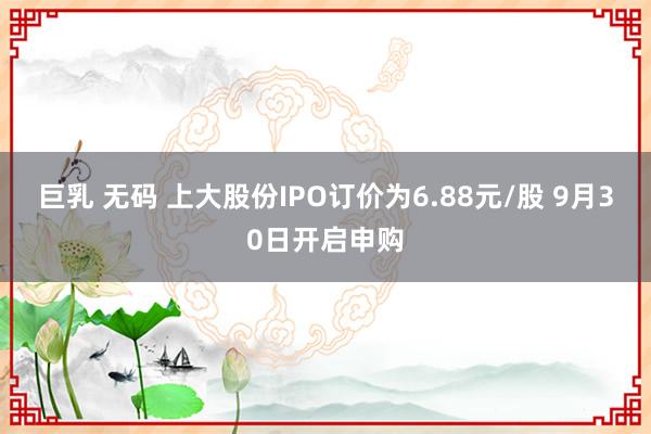 巨乳 无码 上大股份IPO订价为6.88元/股 9月30日开启申购