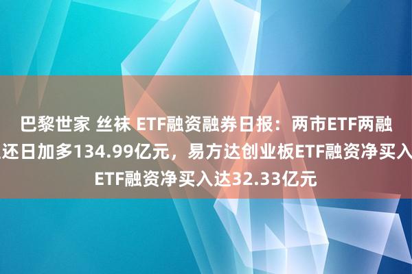 巴黎世家 丝袜 ETF融资融券日报：两市ETF两融余额较前一往还日加多134.99亿元，易方达创业板ETF融资净买入达32.33亿元