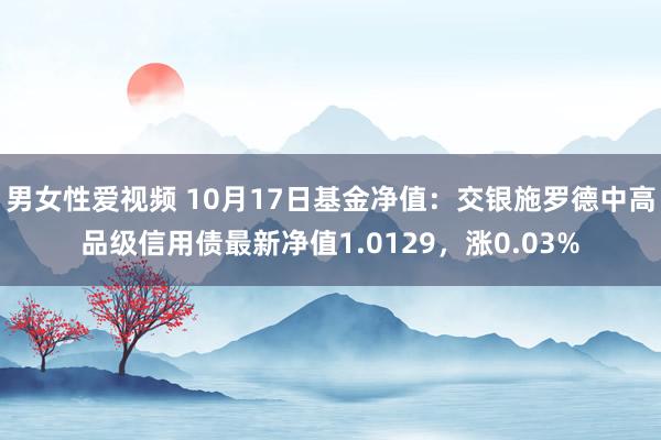 男女性爱视频 10月17日基金净值：交银施罗德中高品级信用债最新净值1.0129，涨0.03%