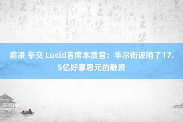 霸凌 拳交 Lucid首席本质官：华尔街诬陷了17.5亿好意思元的融资