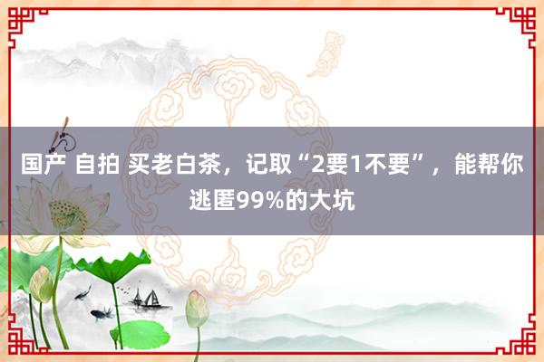 国产 自拍 买老白茶，记取“2要1不要”，能帮你逃匿99%的大坑