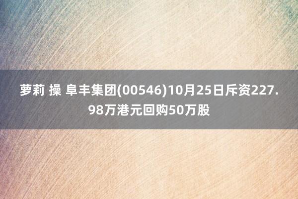 萝莉 操 阜丰集团(00546)10月25日斥资227.98万港元回购50万股