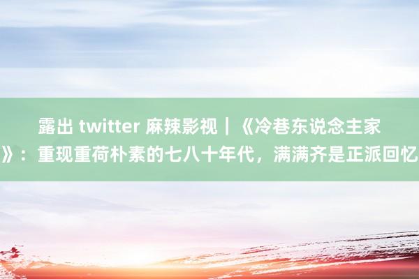 露出 twitter 麻辣影视｜《冷巷东说念主家》：重现重荷朴素的七八十年代，满满齐是正派回忆