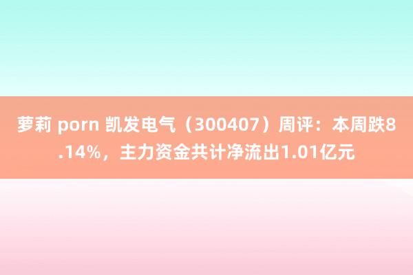 萝莉 porn 凯发电气（300407）周评：本周跌8.14%，主力资金共计净流出1.01亿元