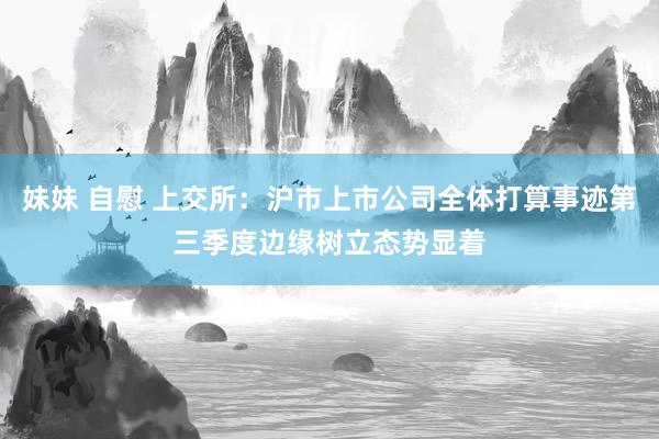 妹妹 自慰 上交所：沪市上市公司全体打算事迹第三季度边缘树立态势显着