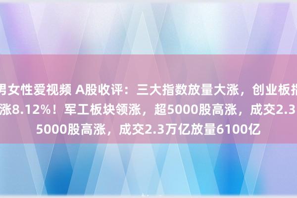 男女性爱视频 A股收评：三大指数放量大涨，创业板指涨4.75%北证50涨8.12%！军工板块领涨，超5000股高涨，成交2.3万亿放量6100亿