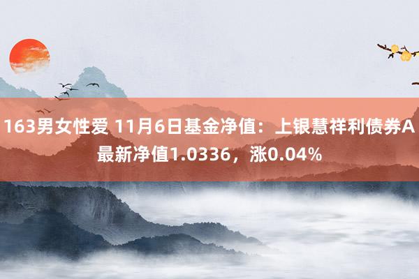 163男女性爱 11月6日基金净值：上银慧祥利债券A最新净值1.0336，涨0.04%