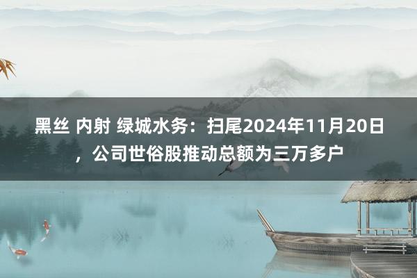 黑丝 内射 绿城水务：扫尾2024年11月20日，公司世俗股推动总额为三万多户