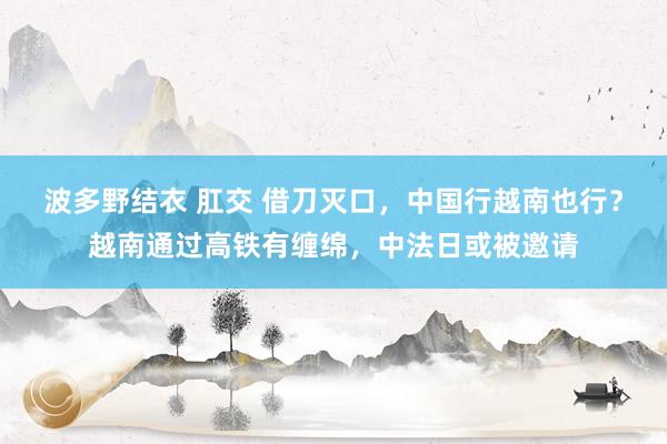 波多野结衣 肛交 借刀灭口，中国行越南也行？越南通过高铁有缠绵，中法日或被邀请