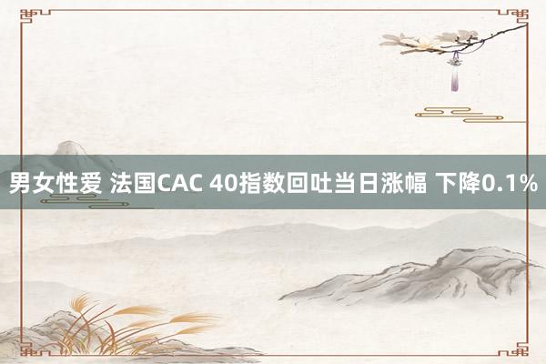 男女性爱 法国CAC 40指数回吐当日涨幅 下降0.1%