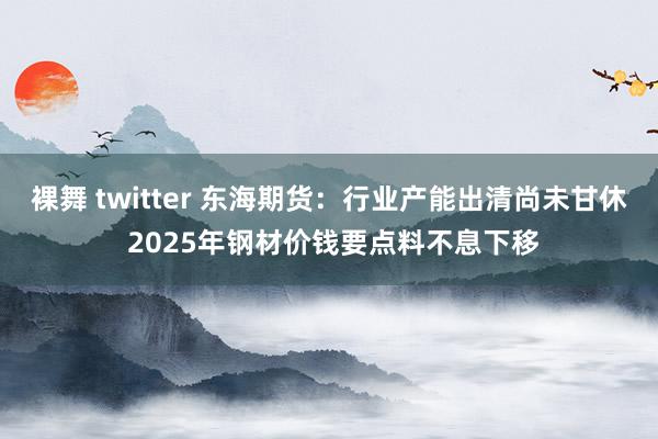 裸舞 twitter 东海期货：行业产能出清尚未甘休 2025年钢材价钱要点料不息下移