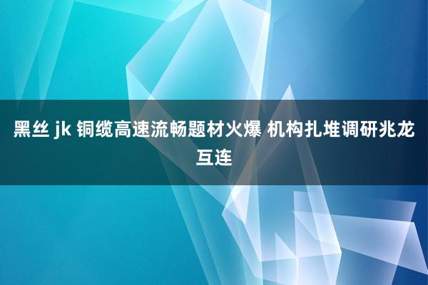 黑丝 jk 铜缆高速流畅题材火爆 机构扎堆调研兆龙互连