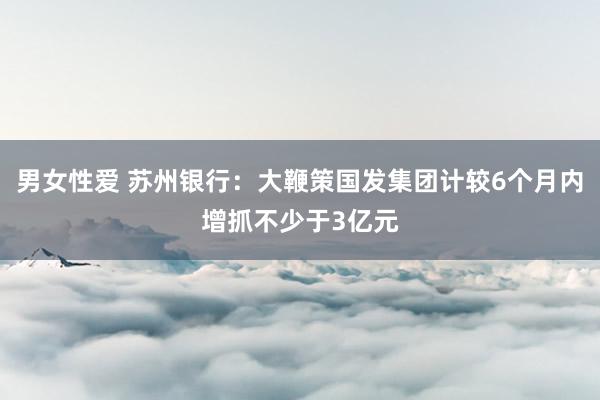 男女性爱 苏州银行：大鞭策国发集团计较6个月内增抓不少于3亿元