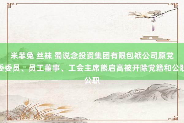 米菲兔 丝袜 蜀说念投资集团有限包袱公司原党委委员、员工董事、工会主席熊启高被开除党籍和公职