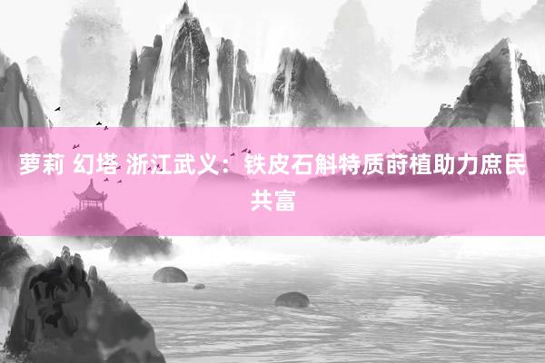 萝莉 幻塔 浙江武义：铁皮石斛特质莳植助力庶民共富